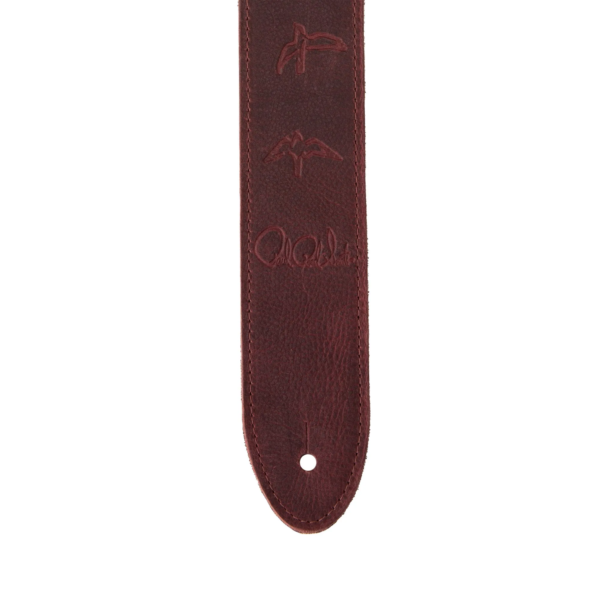 PRS 2inch Reversible Garment Leather & Suede Guitar Strap, Birds, Oxblood