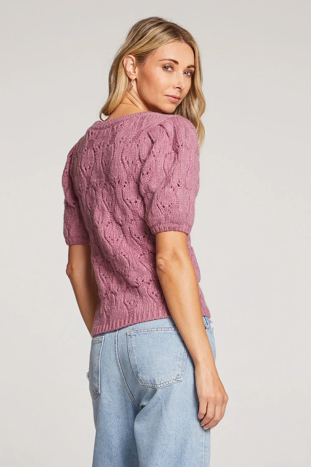 PUFF SLEEVE SWEATER-MAUVE