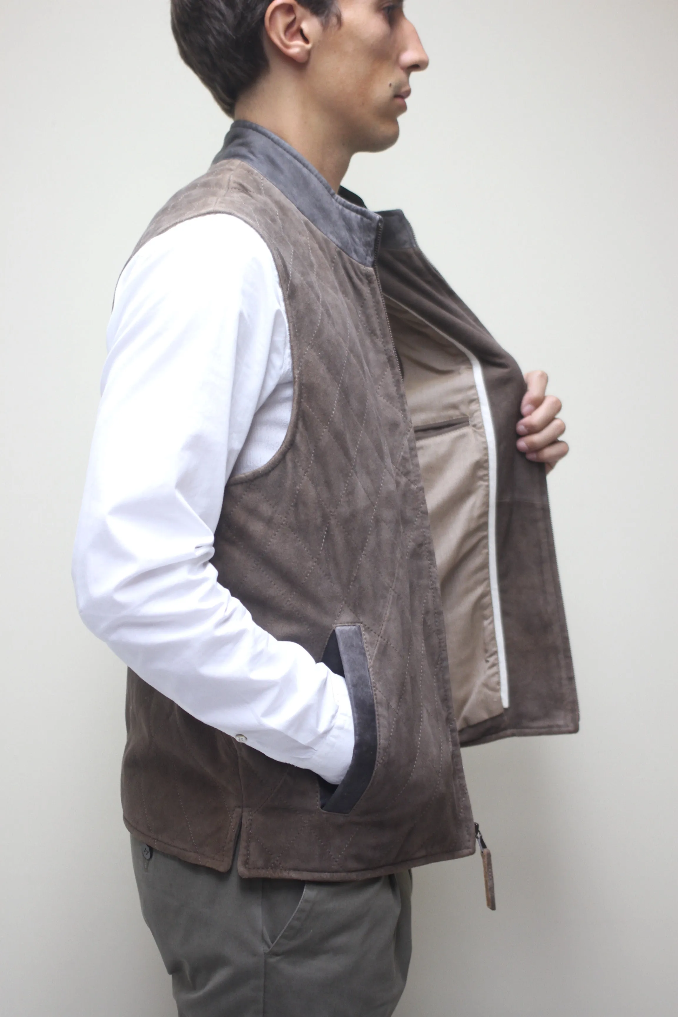 Quilted Antique Suede Vest