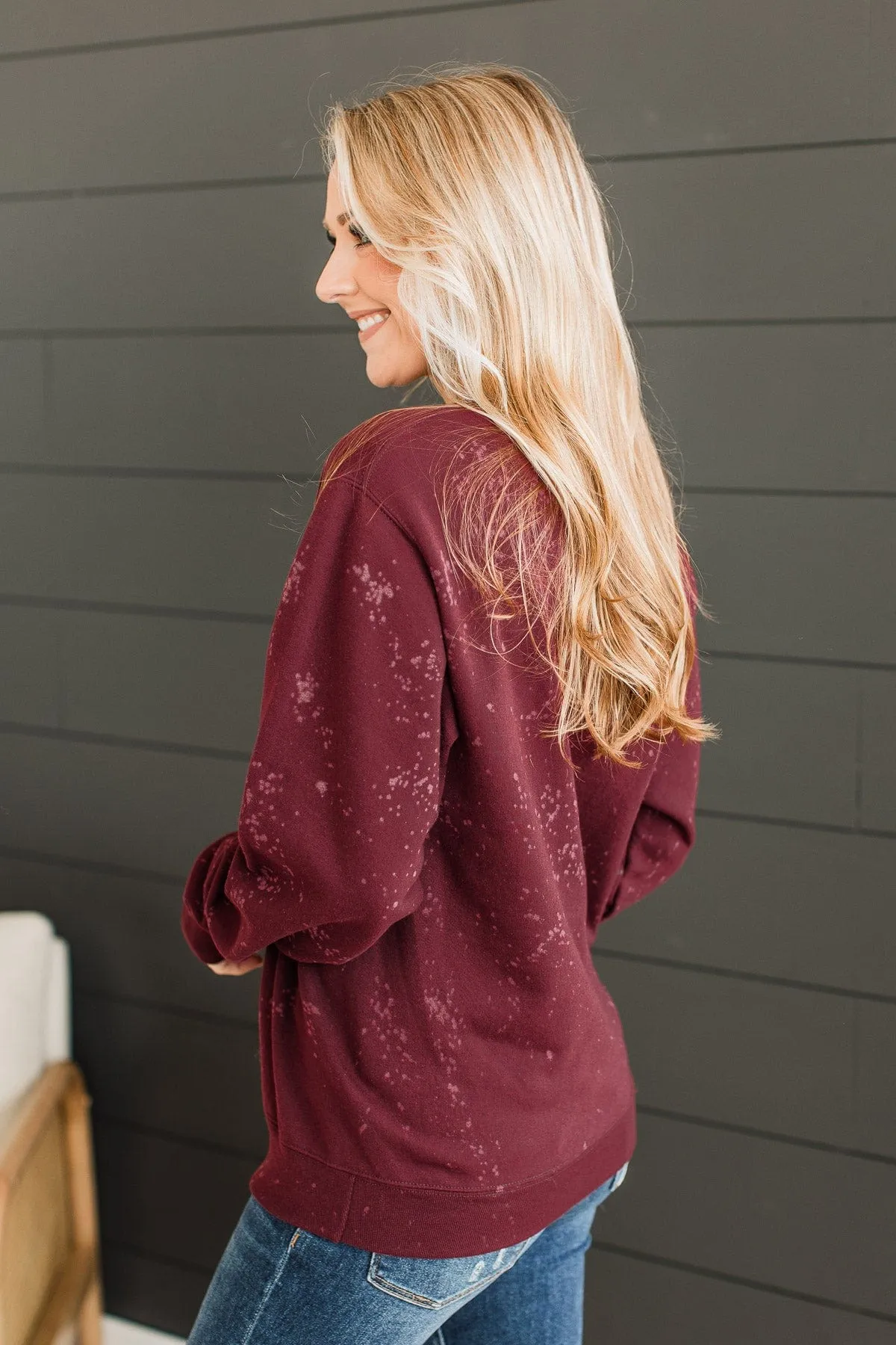 "Warm Memories" Crew Neck Pullover- Burgundy