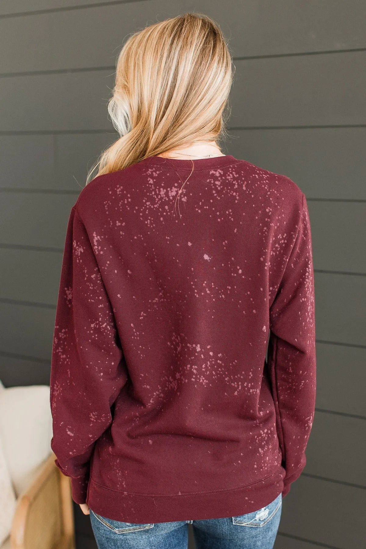 "Warm Memories" Crew Neck Pullover- Burgundy