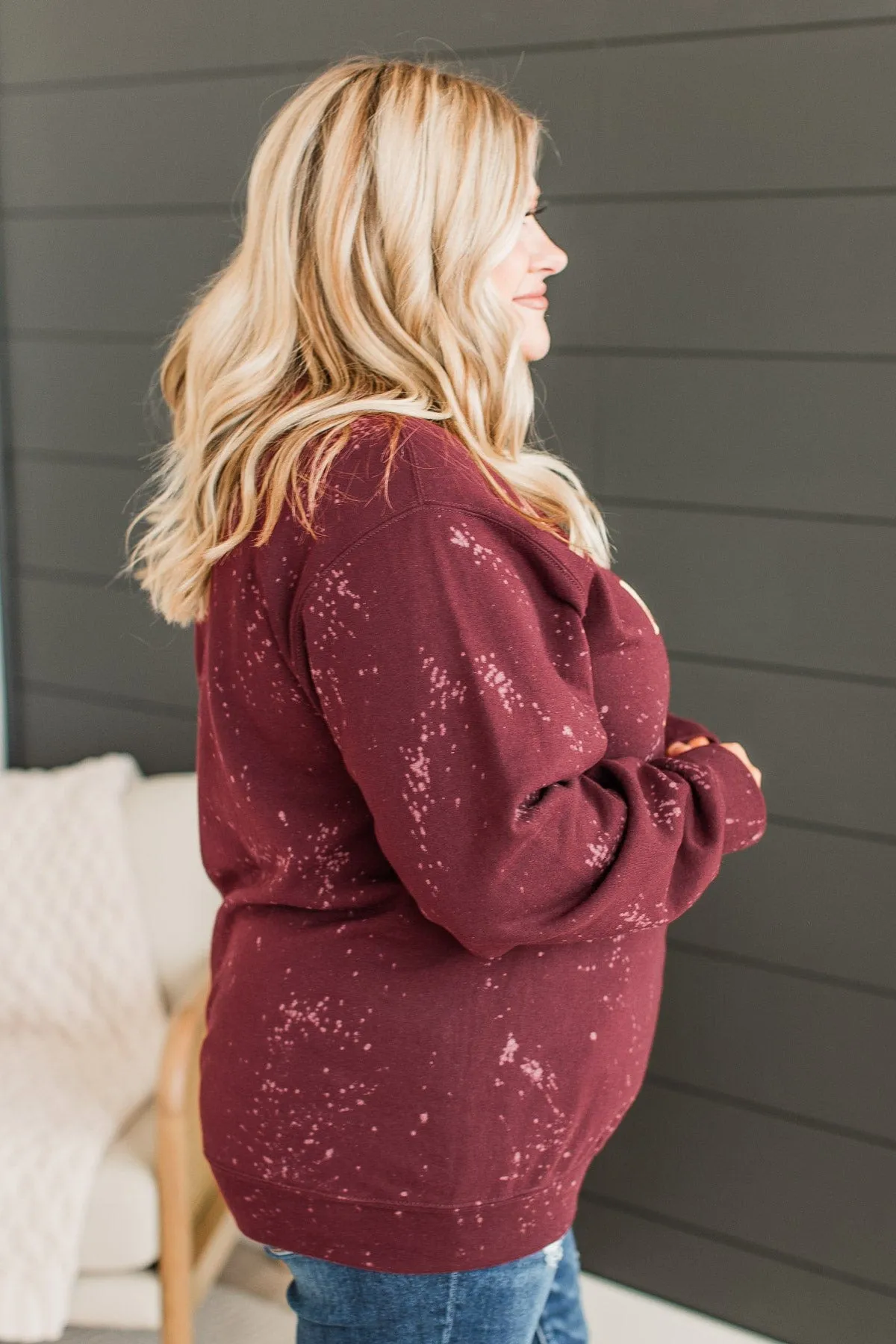 "Warm Memories" Crew Neck Pullover- Burgundy