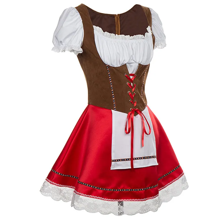 Red and Brown Cute Oktoberfest Dress OCW60