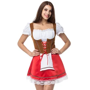 Red and Brown Cute Oktoberfest Dress OCW60