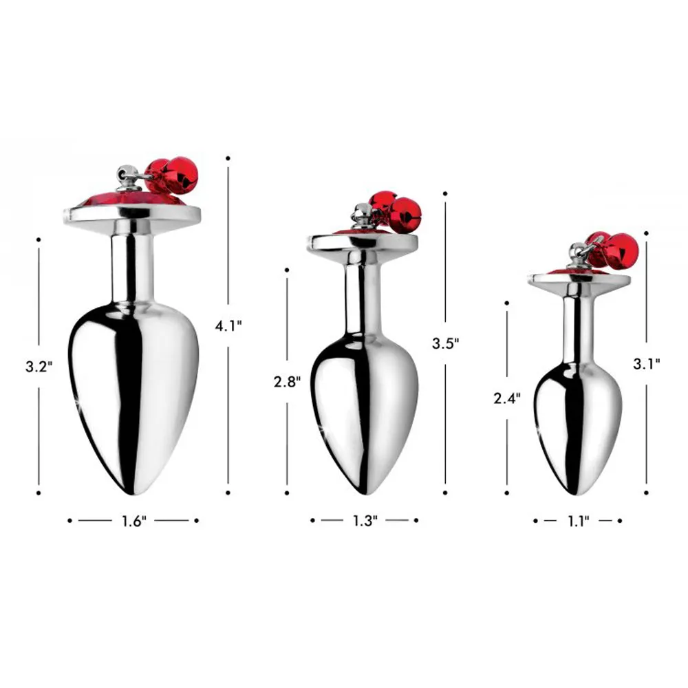 Red Gem with Bells Anal Plug Set