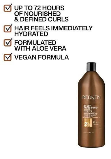 REDKEN - All Soft Mega Curls Sulfate Free Shampoo for Curly and Coily Hair 33.8oz