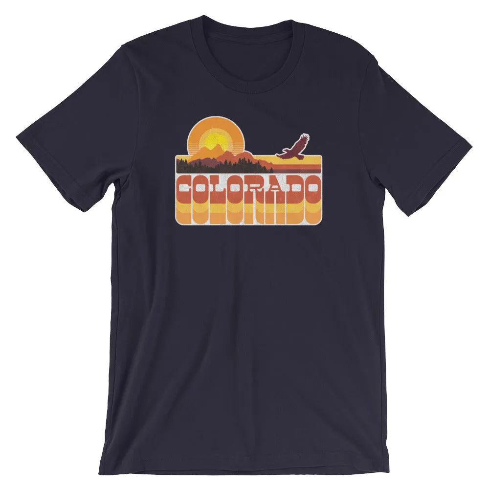 Retro Colorado Mountain Sunset Distressed Short-Sleeve Unisex T-Shirt