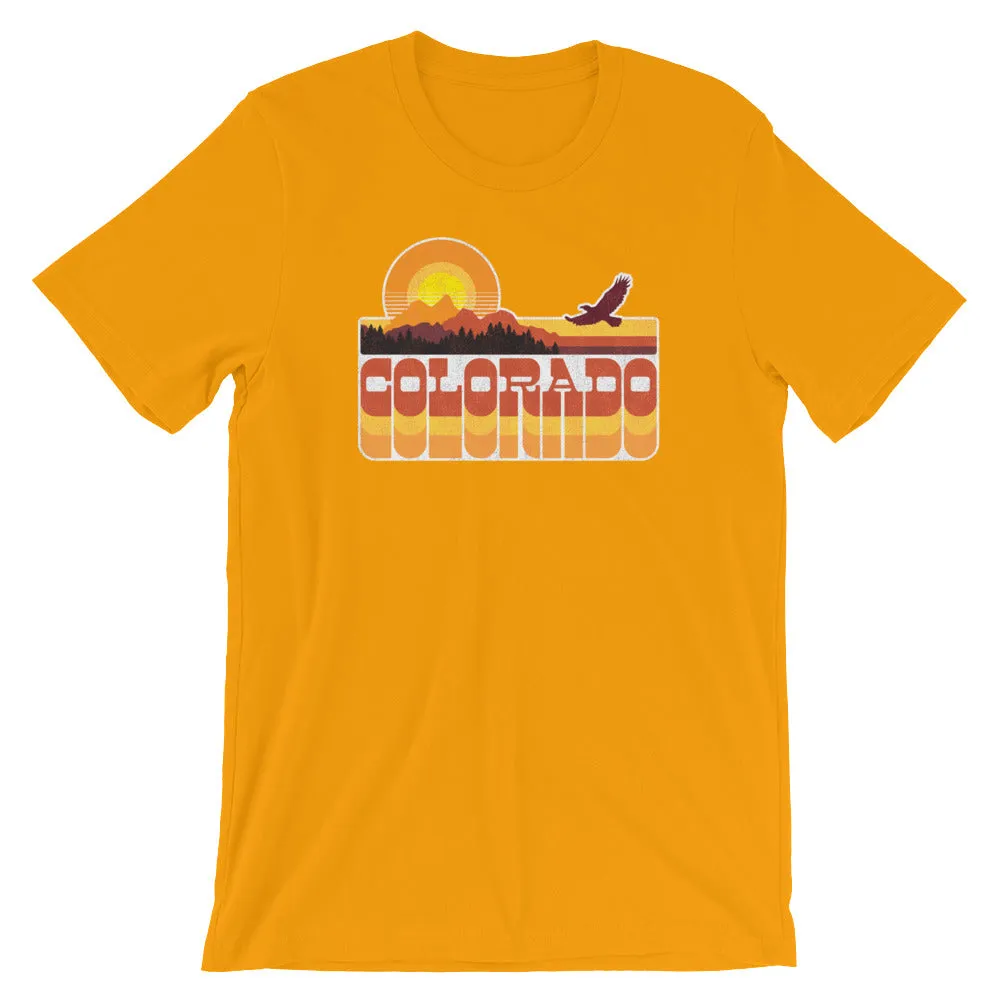 Retro Colorado Mountain Sunset Distressed Short-Sleeve Unisex T-Shirt
