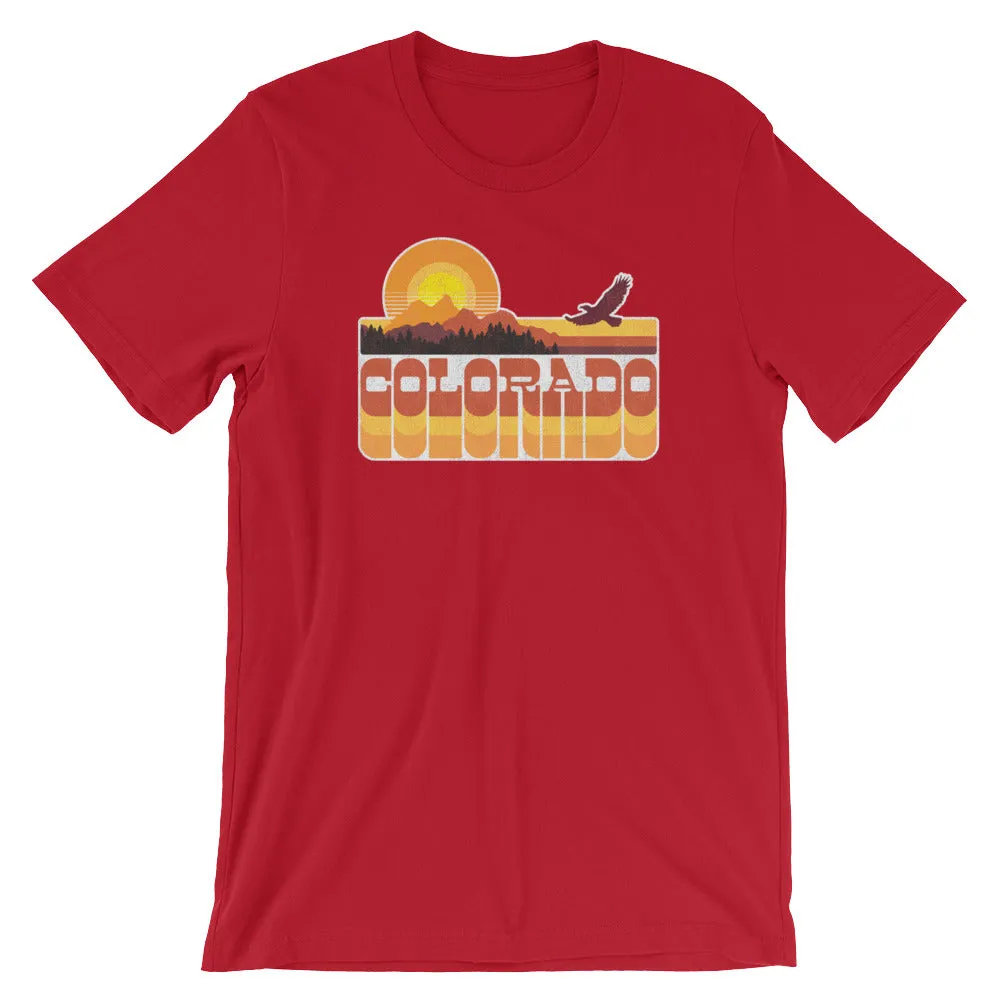 Retro Colorado Mountain Sunset Distressed Short-Sleeve Unisex T-Shirt