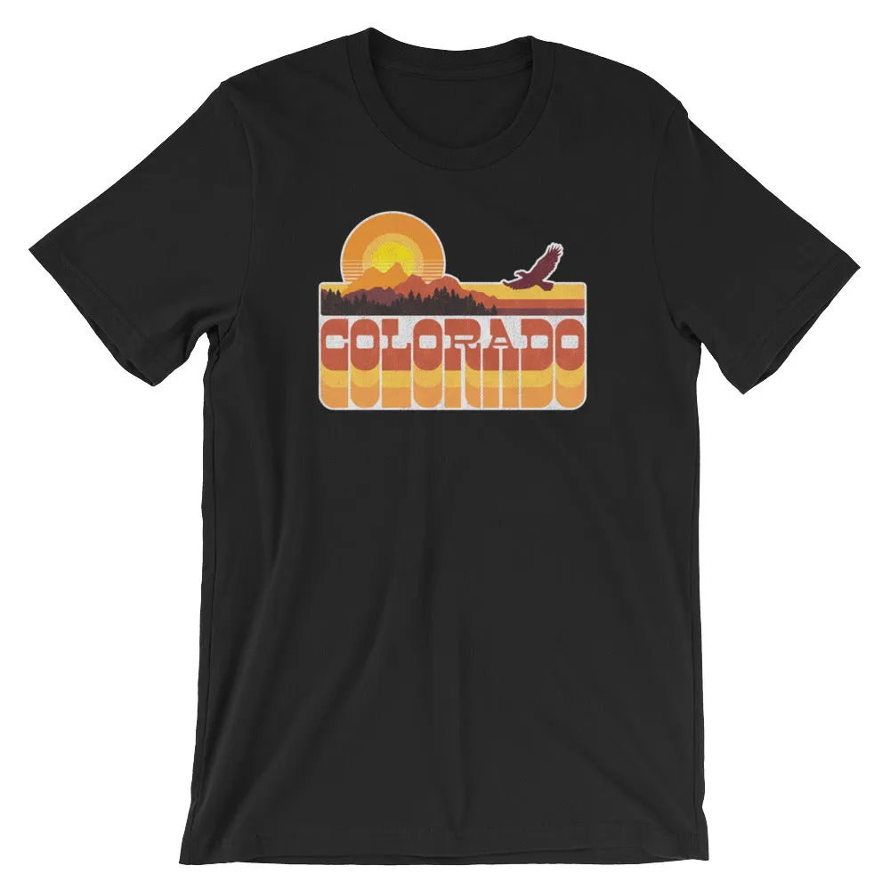 Retro Colorado Mountain Sunset Distressed Short-Sleeve Unisex T-Shirt