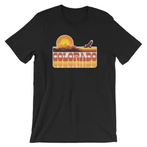 Retro Colorado Mountain Sunset Distressed Short-Sleeve Unisex T-Shirt