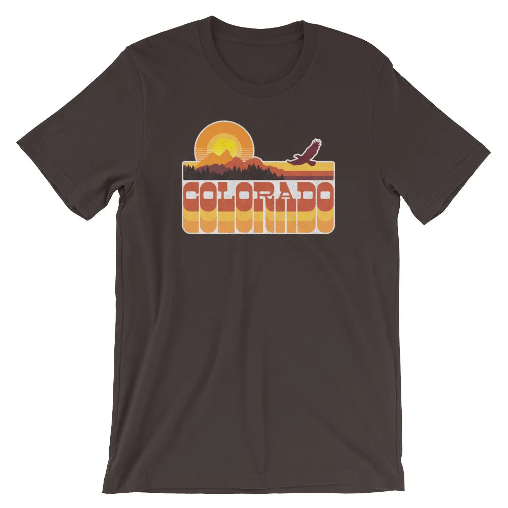 Retro Colorado Mountain Sunset Distressed Short-Sleeve Unisex T-Shirt