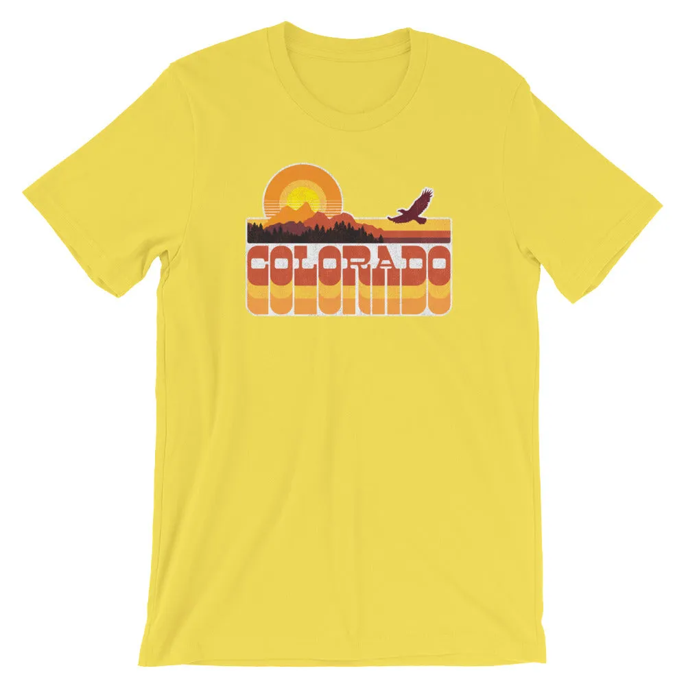 Retro Colorado Mountain Sunset Distressed Short-Sleeve Unisex T-Shirt