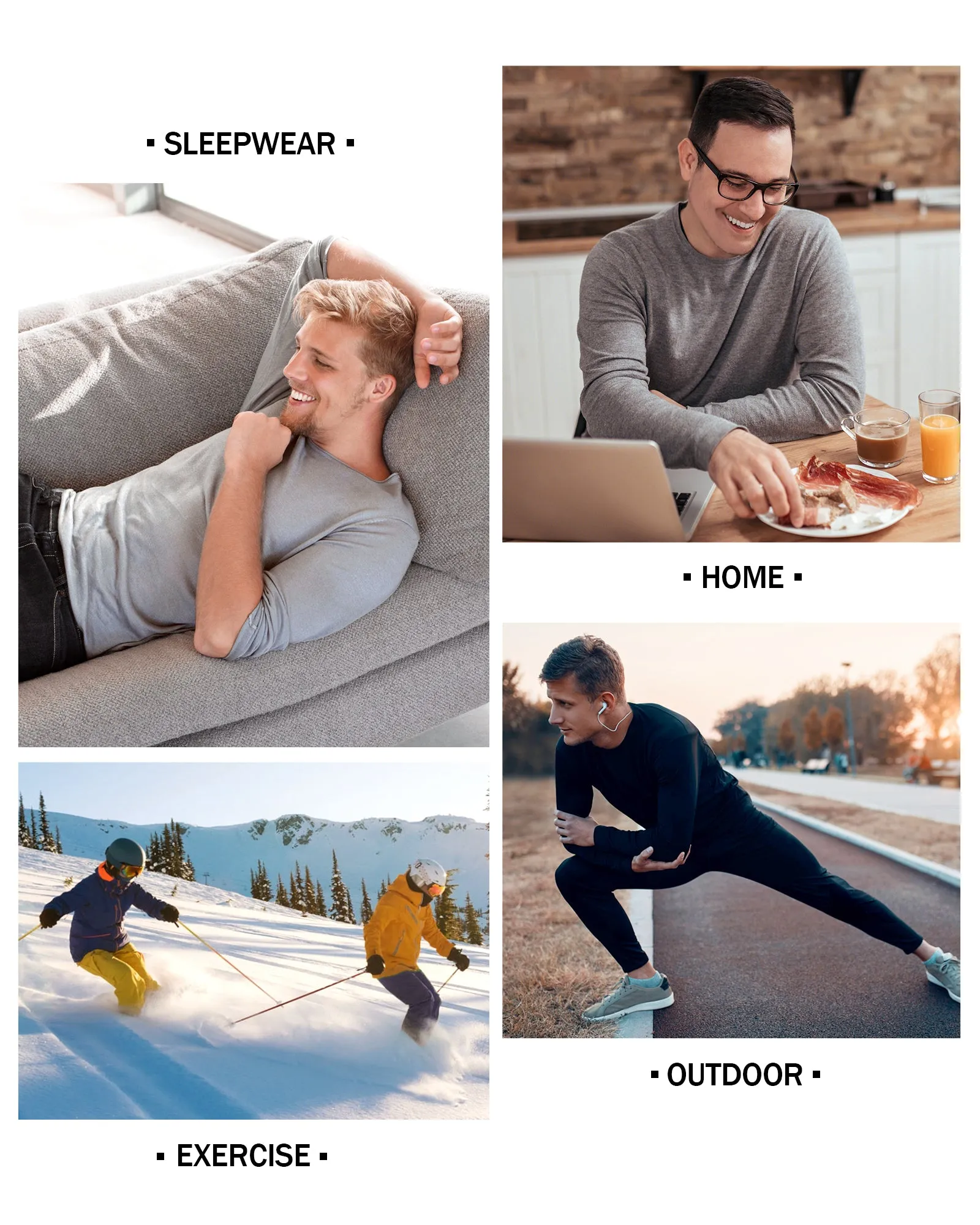 Roadbox Thermal Underwear for Men Microfleece Lined Long Johns Base Layer Sports Compression Top and Bottom Set