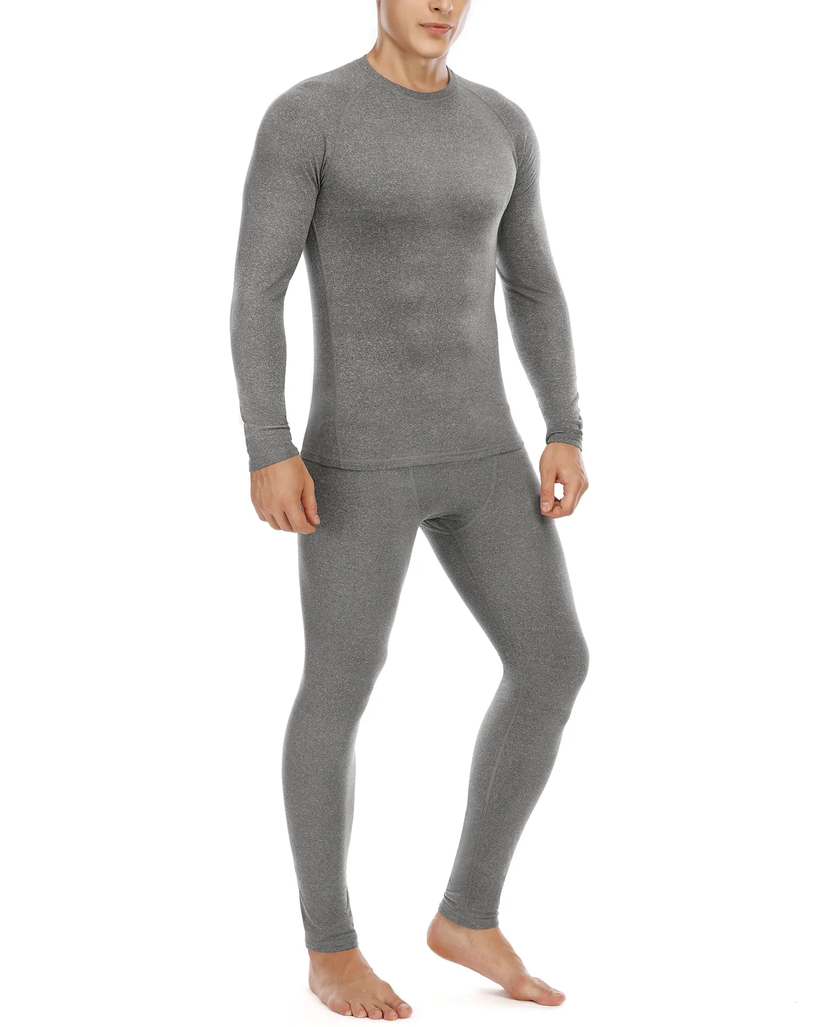 Roadbox Thermal Underwear for Men Microfleece Lined Long Johns Base Layer Sports Compression Top and Bottom Set