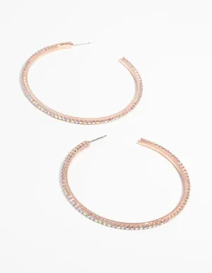 Rose Gold Diamante Hoop Earrings