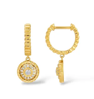 Round Medallion Diamond Huggies