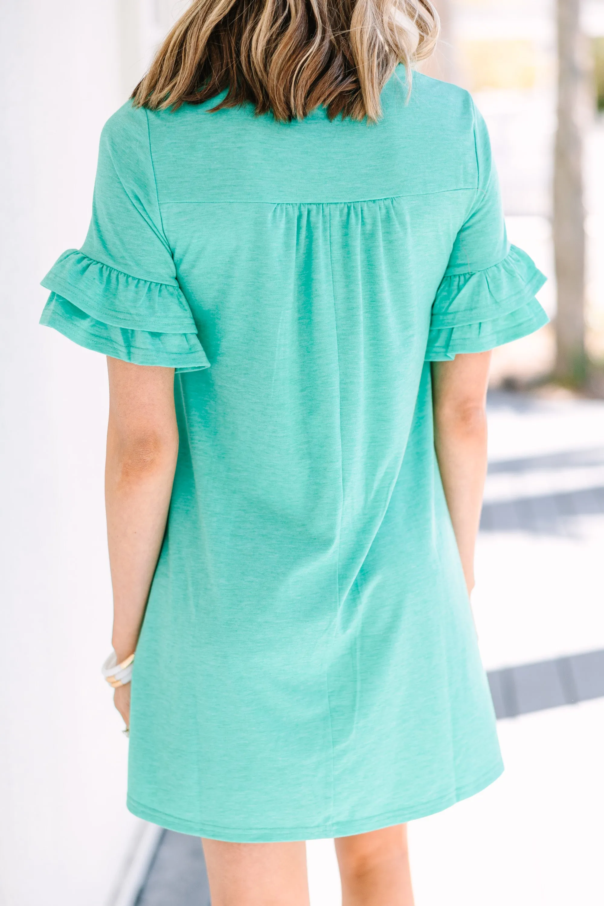 Run With It Teal Green T-shirt Dress