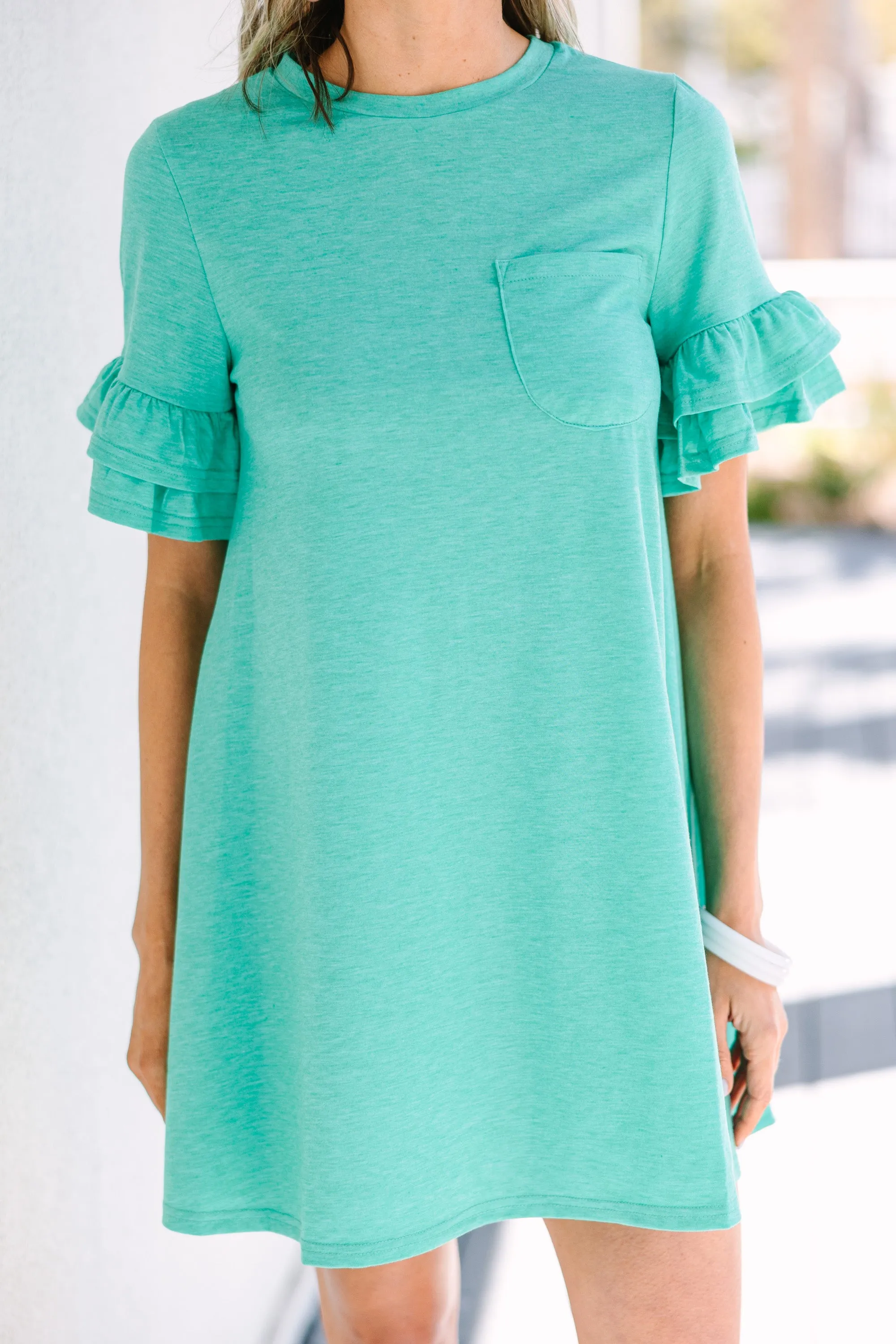 Run With It Teal Green T-shirt Dress
