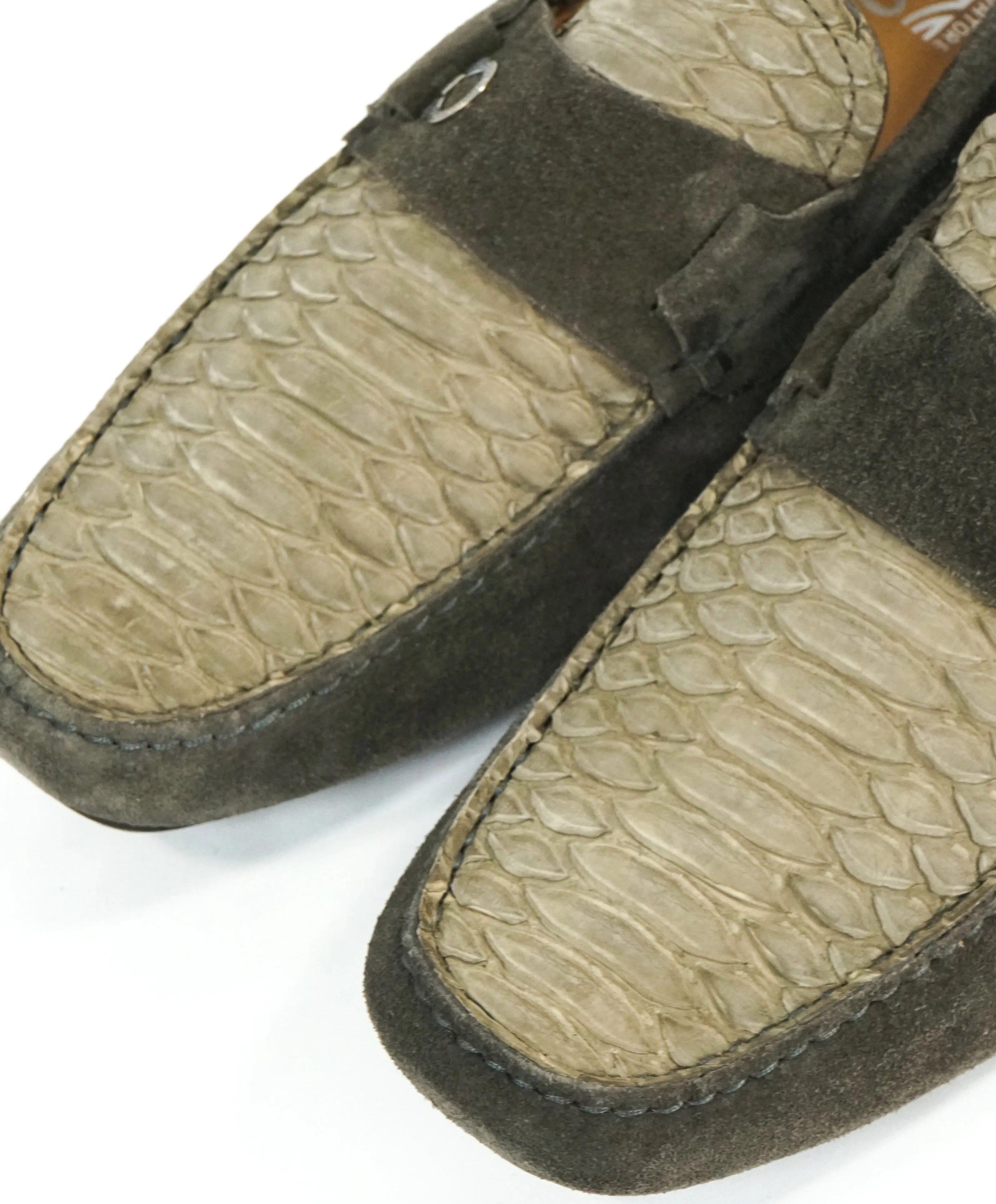 SALVATORE FERRAGAMO - Python & Suede Side Gancio Bit Loafer - 10.5 D
