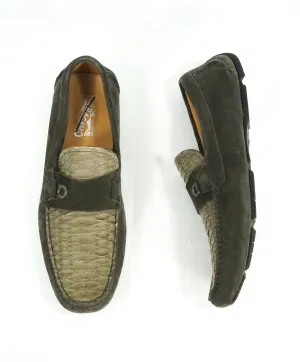 SALVATORE FERRAGAMO - Python & Suede Side Gancio Bit Loafer - 10.5 D