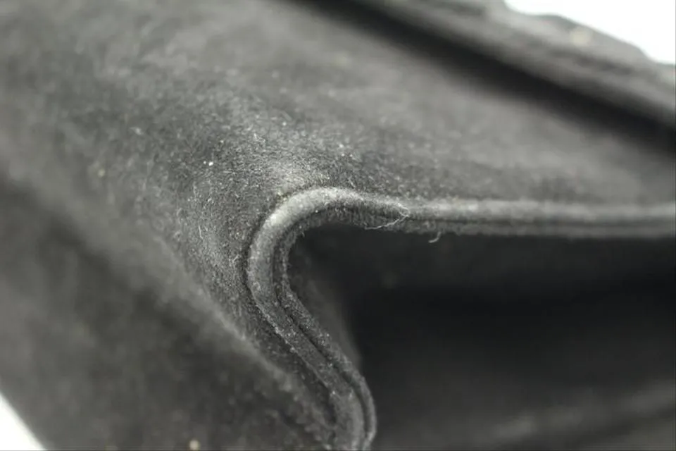 Salvatore Ferragamo Suede Flap Woc Msml9 Black Clutch