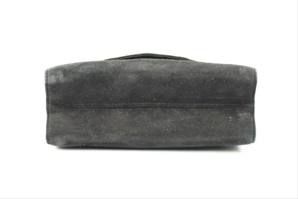 Salvatore Ferragamo Suede Flap Woc Msml9 Black Clutch