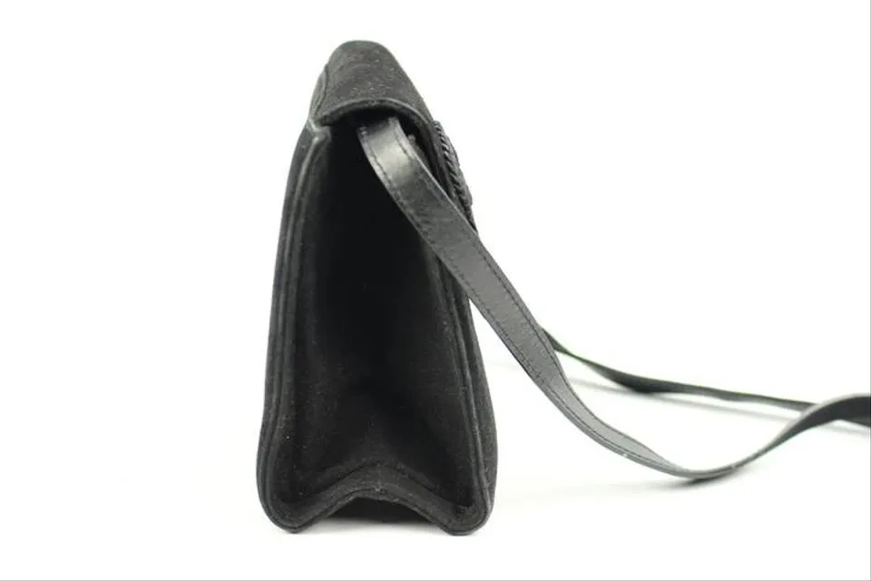 Salvatore Ferragamo Suede Flap Woc Msml9 Black Clutch