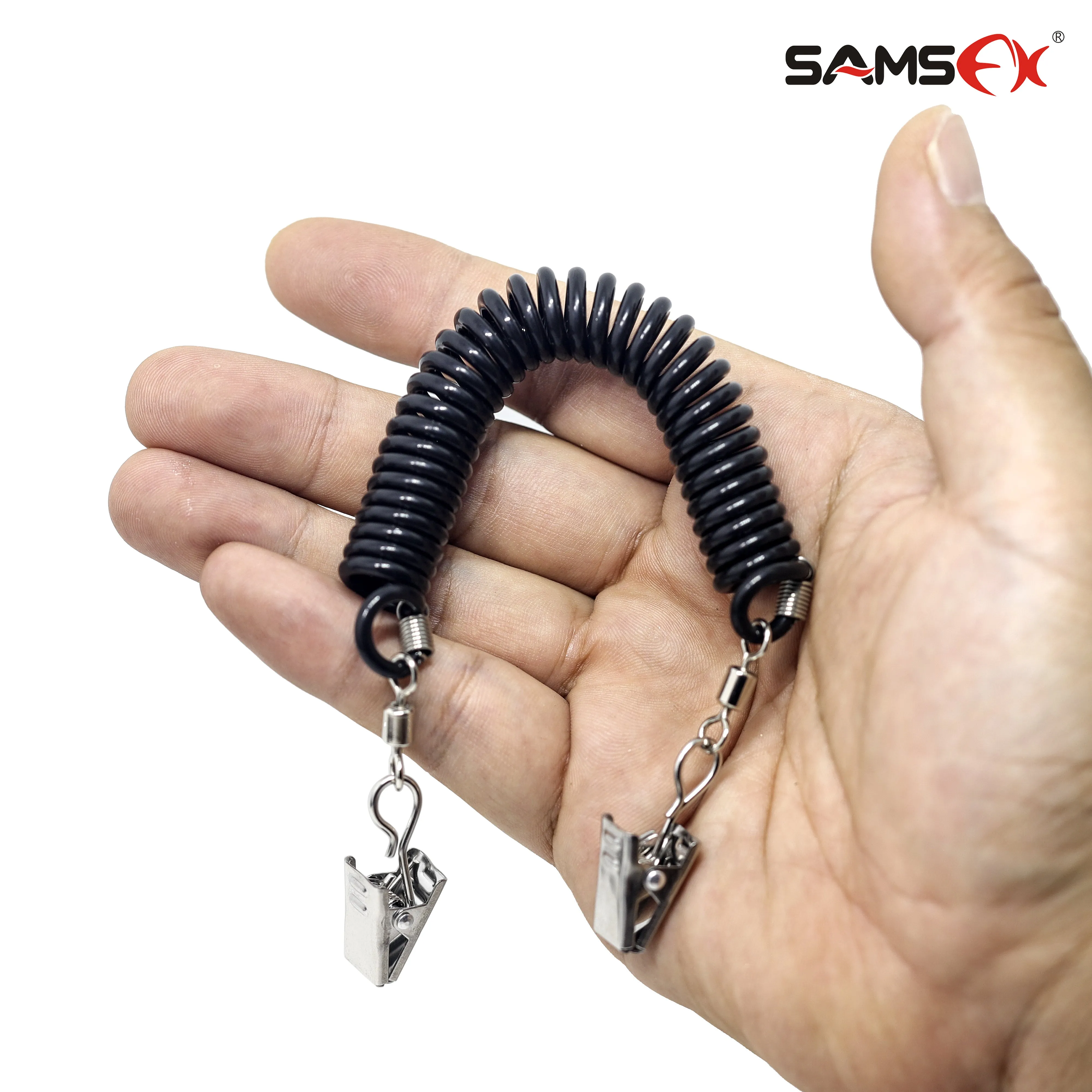 SAMSFX Fishing Hat Clips for Wind Cap Retainer Coiled Cord and 360 Rotation Stainless Steel Clips 3PCS