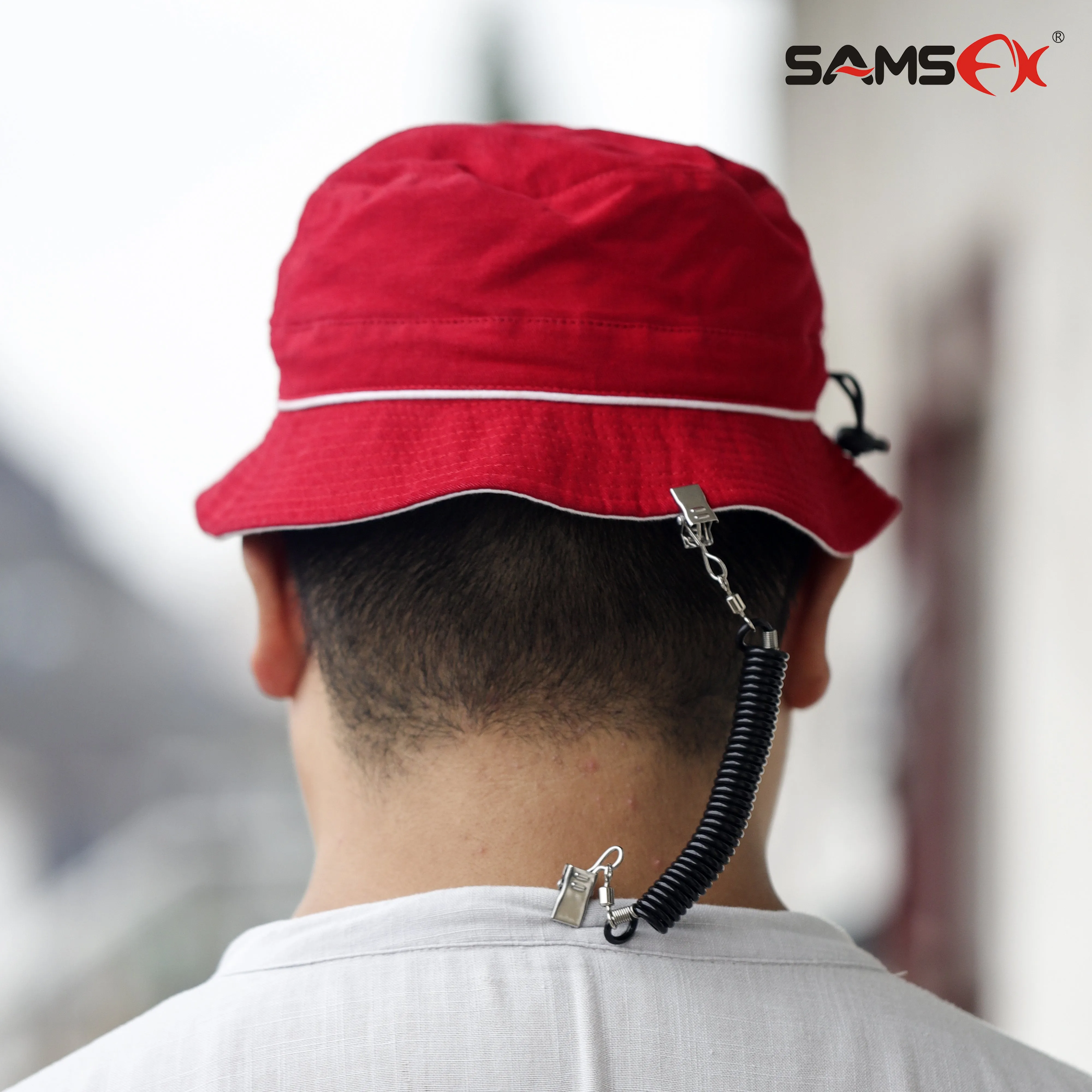 SAMSFX Fishing Hat Clips for Wind Cap Retainer Coiled Cord and 360 Rotation Stainless Steel Clips 3PCS