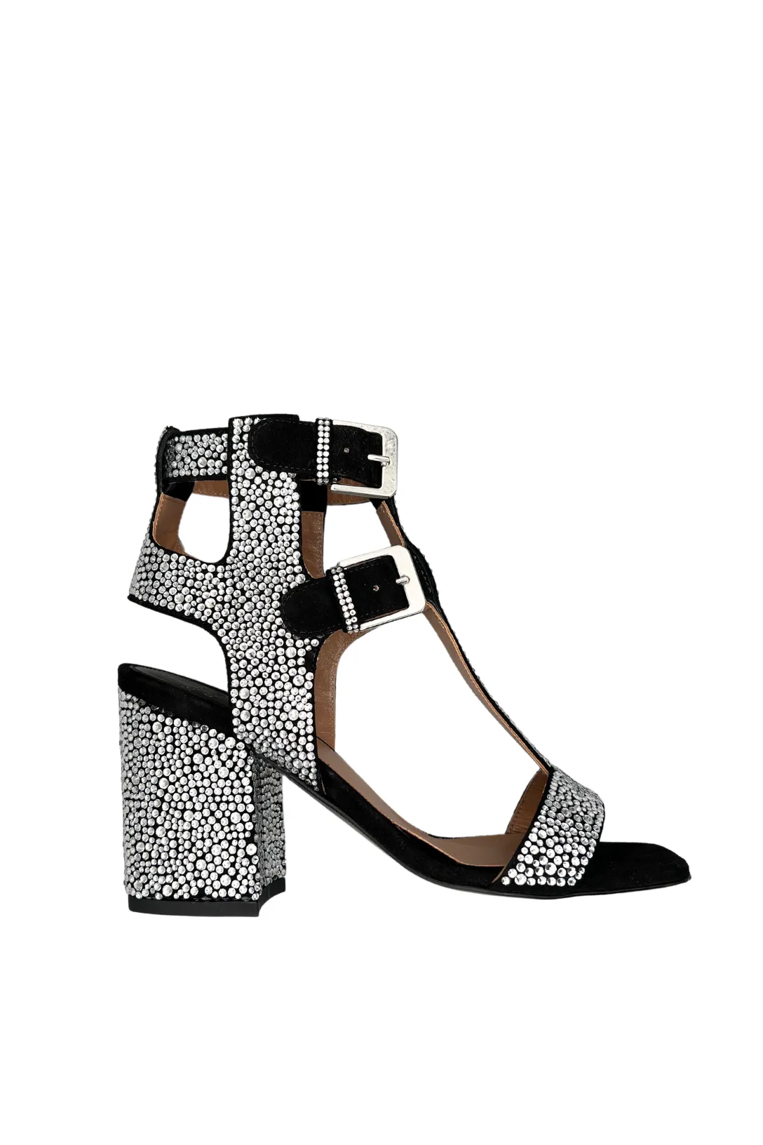 Sandra Block Heel | Black & Silver