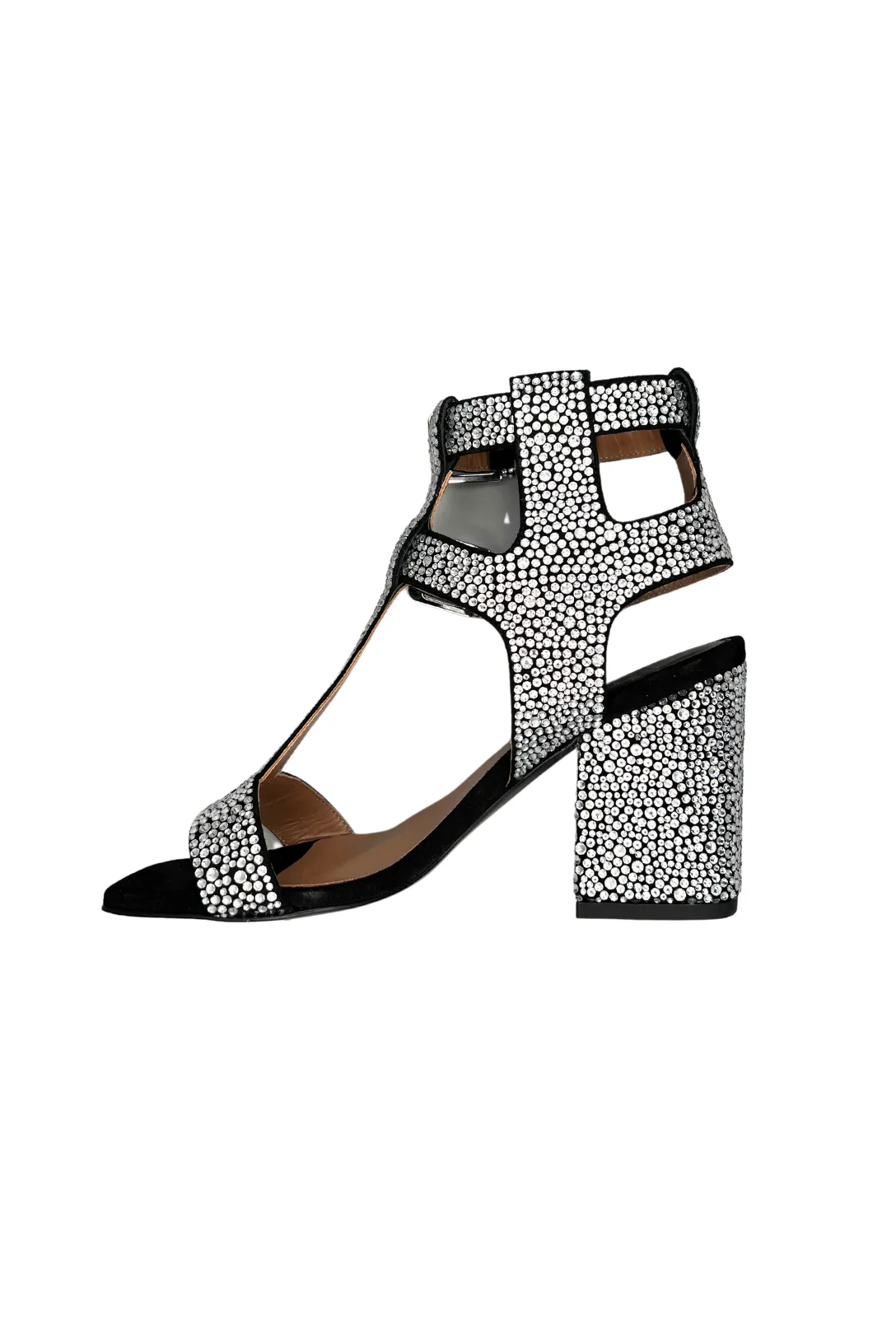 Sandra Block Heel | Black & Silver
