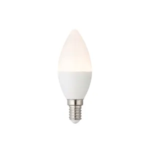 Saxby 76805 E14 LED candle dimmable 5.8W Opal pc & gloss white plastic & bright nickel plate 5.8W LED E14 Warm White