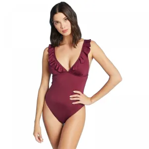 Shade & Shore Women's Ruffle Neck One Piece Swimsuit