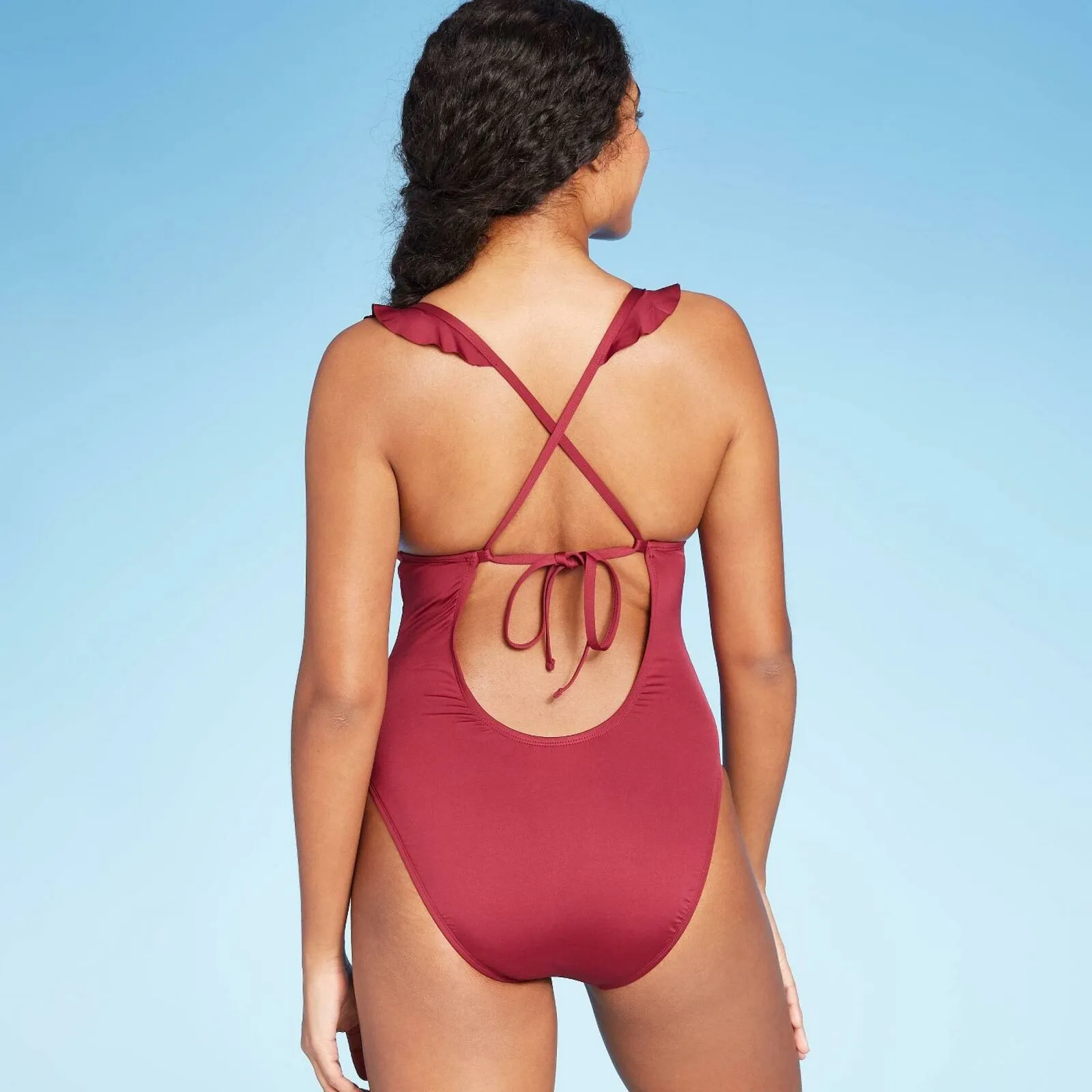 Shade & Shore Women's Ruffle Neck One Piece Swimsuit