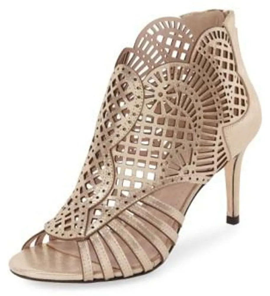 Single Mirelle Mid Bargain Champange Cutout Toe Pumps Trusted by customers Heel NICO KLUB Sole Open Bootie