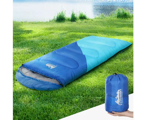 Sleeping Bag 136cm Kids Camping Hiking Winter Blue
