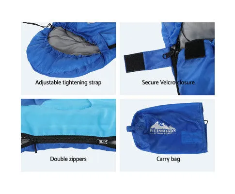 Sleeping Bag 136cm Kids Camping Hiking Winter Blue