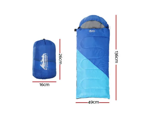Sleeping Bag 136cm Kids Camping Hiking Winter Blue