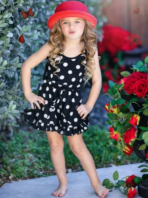 Some Like It Dot Ruffle Hem Romper