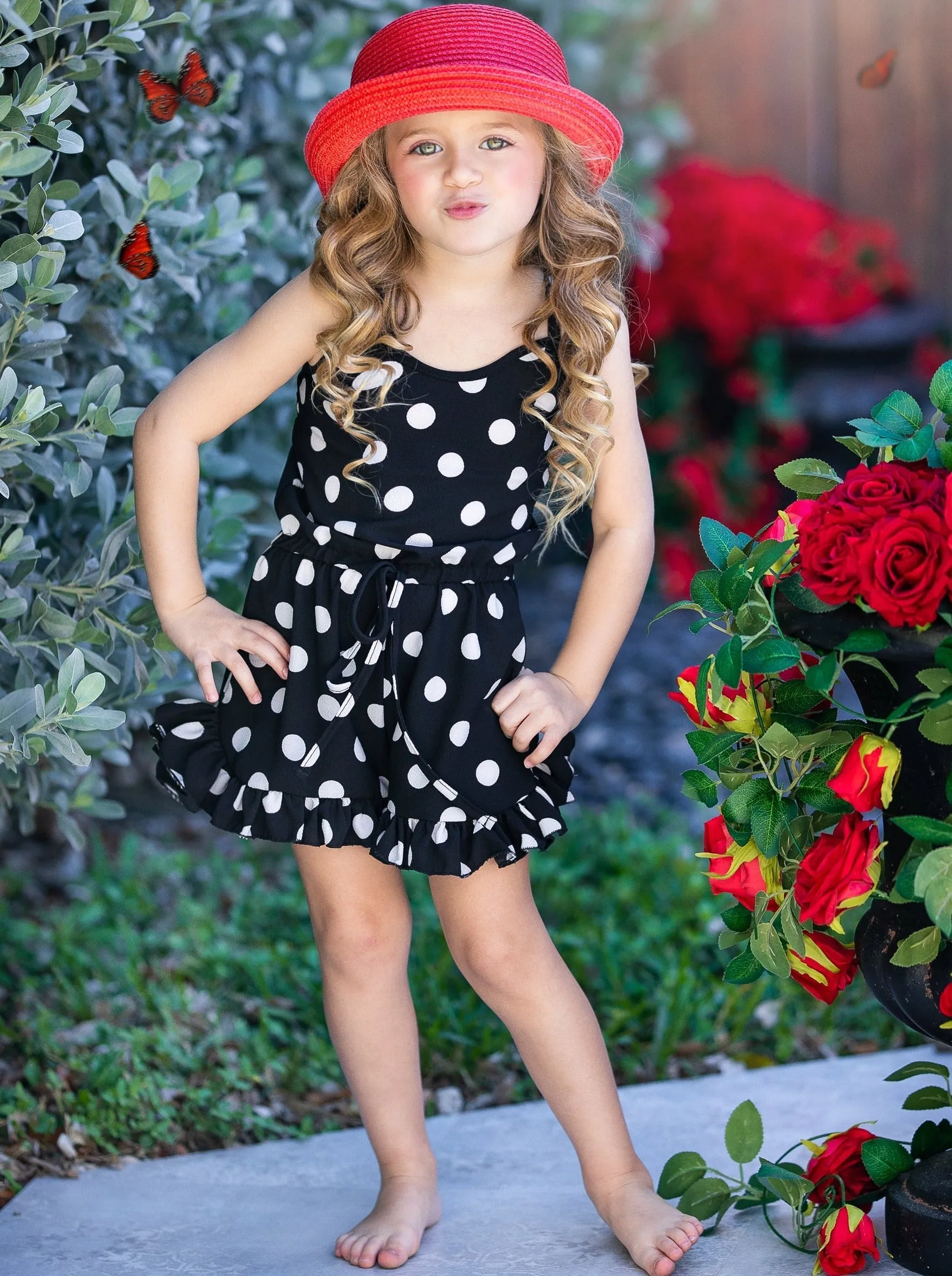 Some Like It Dot Ruffle Hem Romper