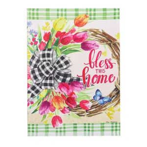 Spring Florals Wreath Garden Suede Flag,14s10171