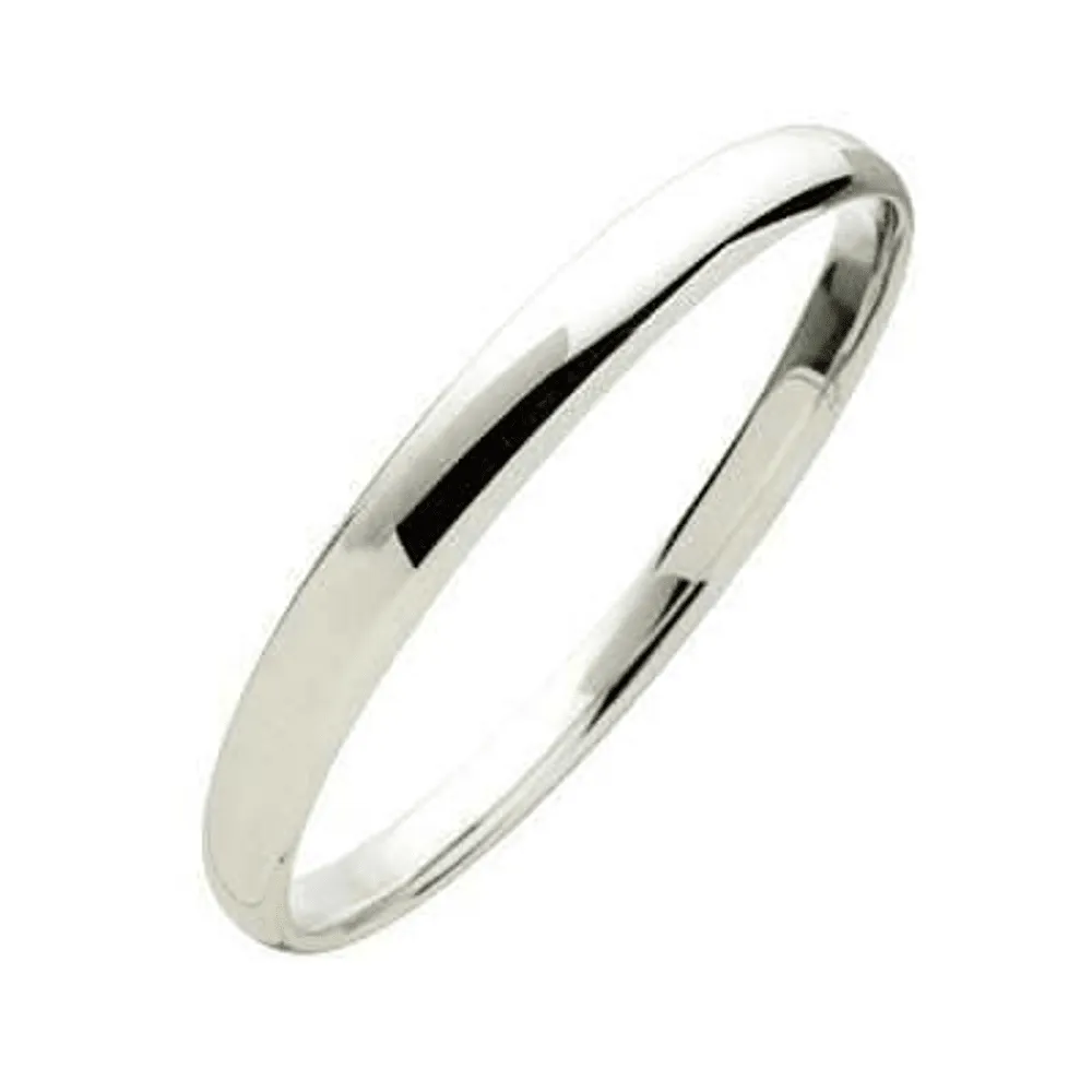 Sterling Silver 7mm x 66mm Solid Half Round Bangle