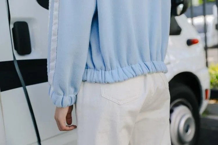 Striped Zip-Up Collar Warm Sweatshirt