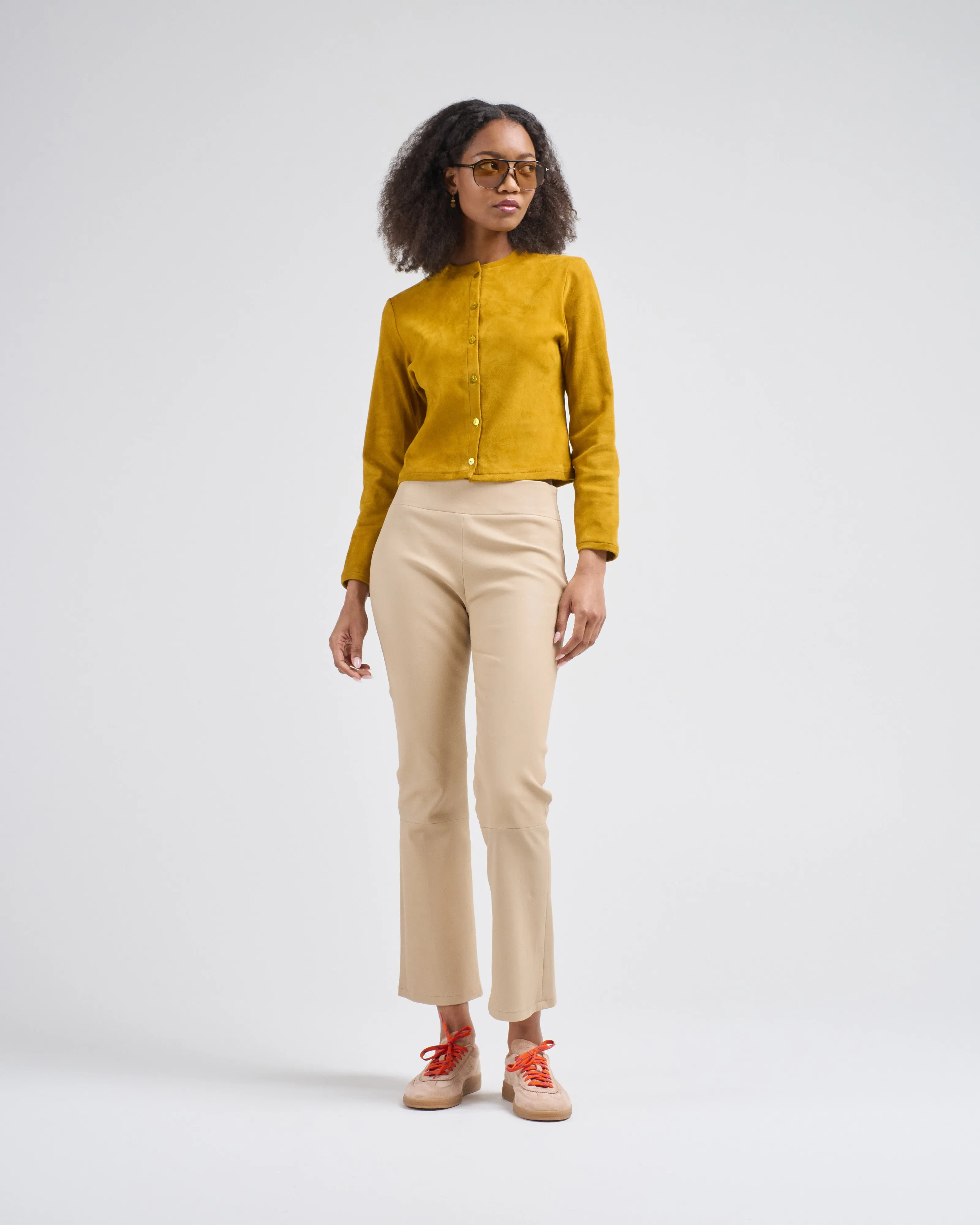 suede short cardi