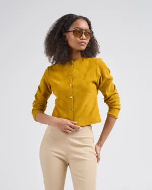 suede short cardi