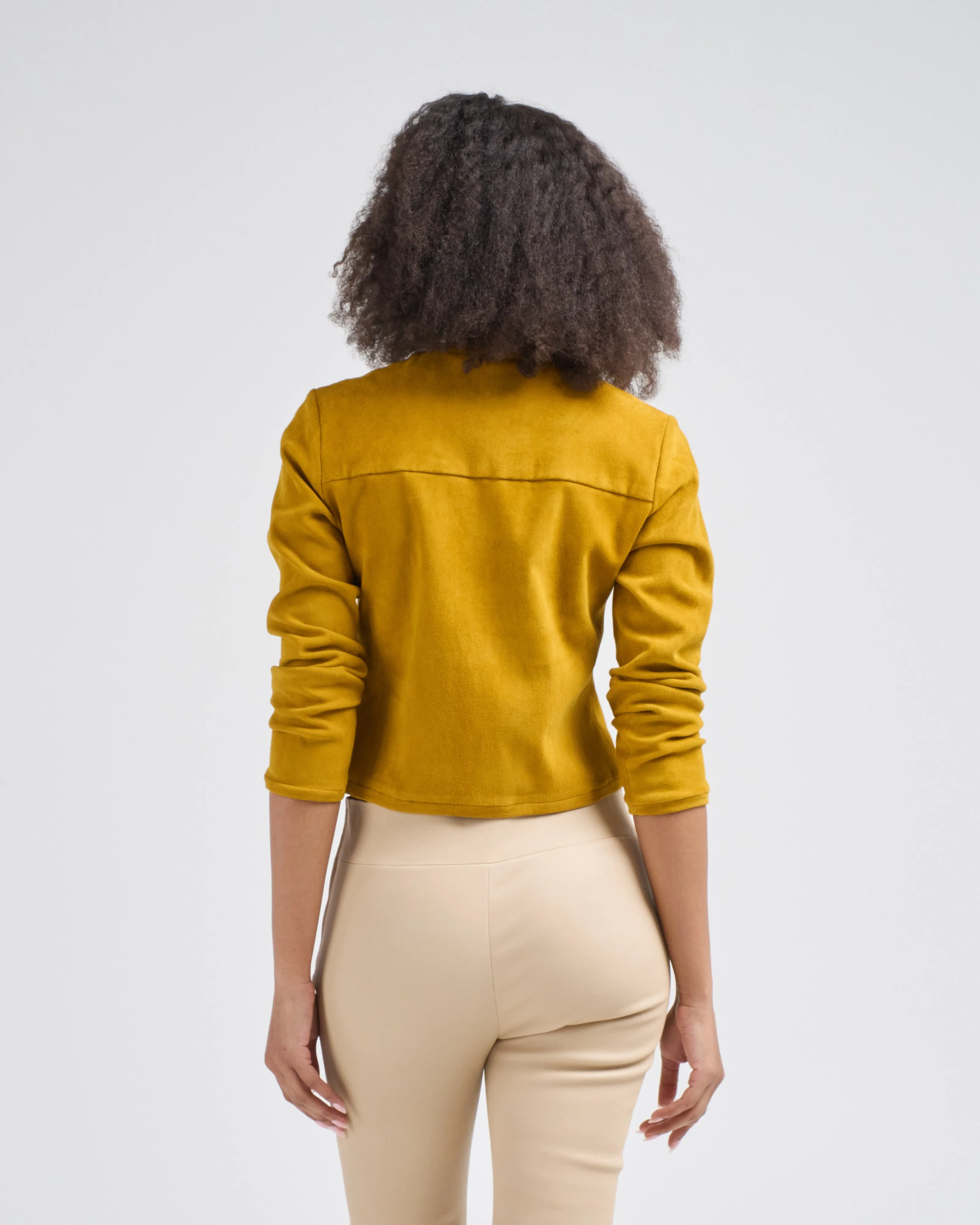 suede short cardi