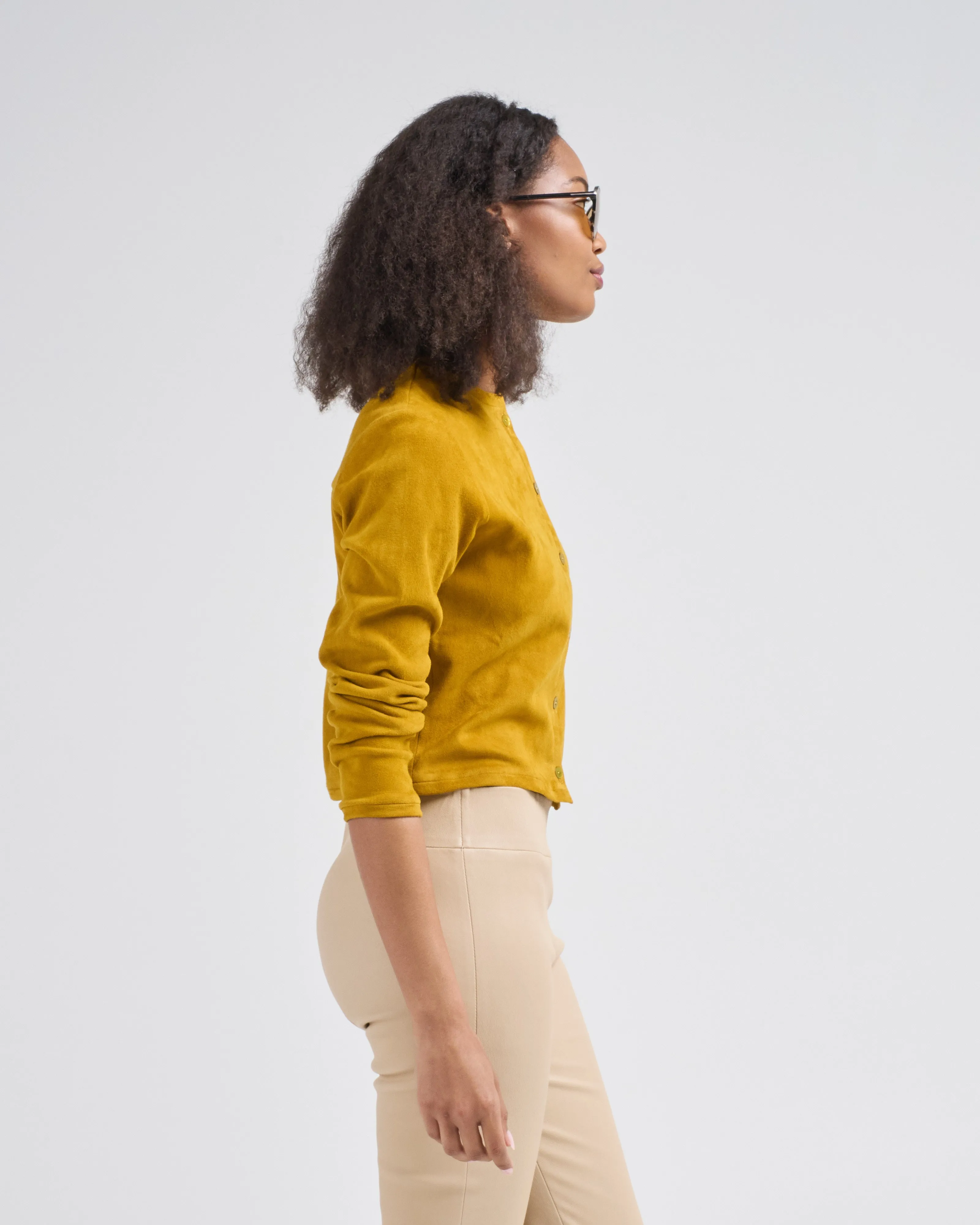 suede short cardi