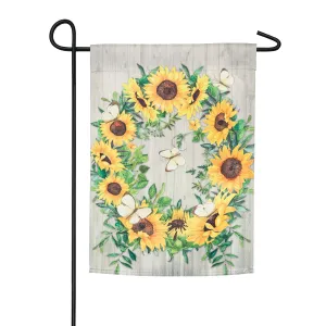 Sunflower Wreath Garden Suede Flag,14s8899