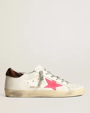 super-star nappa with suede star and zebra horsy heel - creamy white/fluo red/black brown zebra